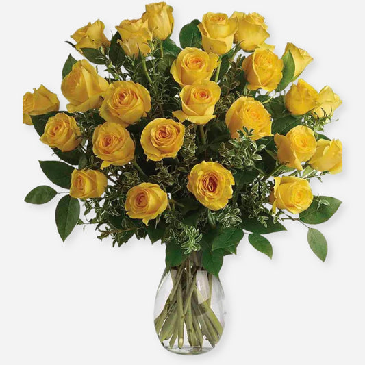 Yellow Premium Roses in a Vase