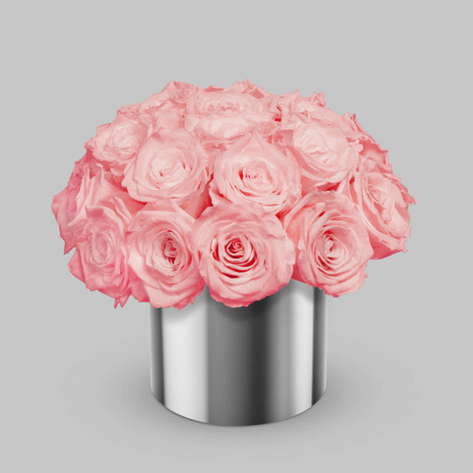 Pink Preserved Roses In a Vase BUDS&PETALS