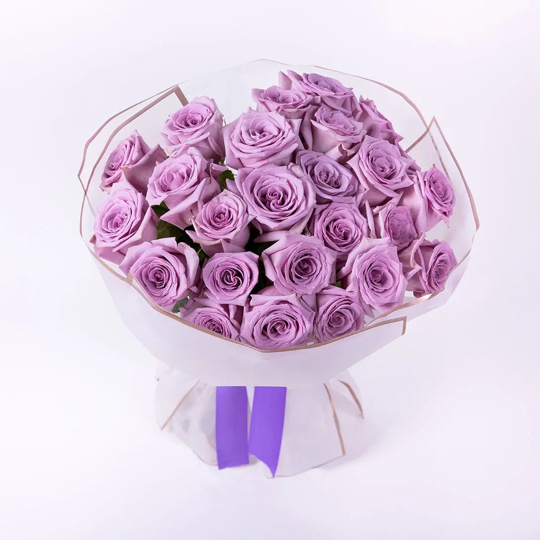 A bouquet of two dozen premium lavender roses