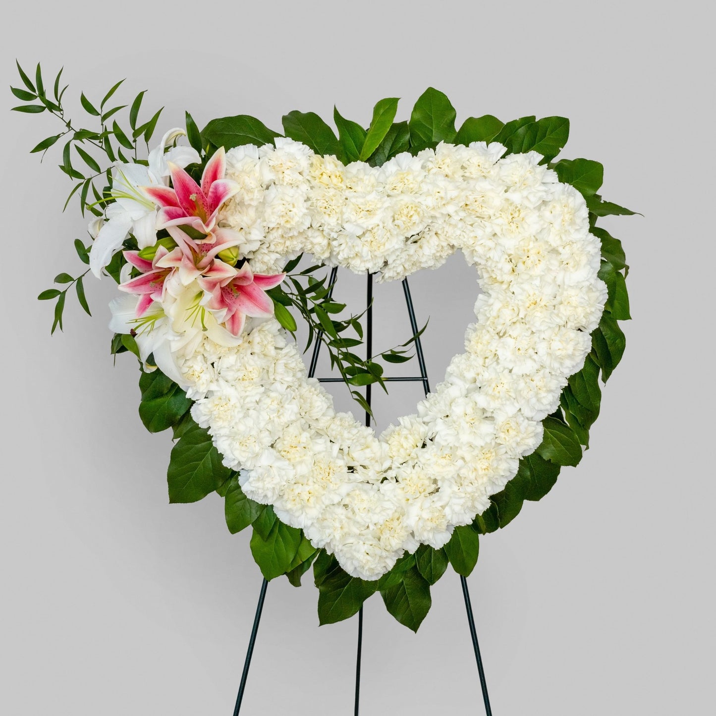 Funeral Open Heart ( White Carnations and Lilies)