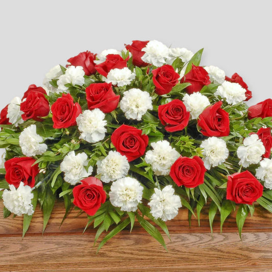 Half Casket Spray in Red and White